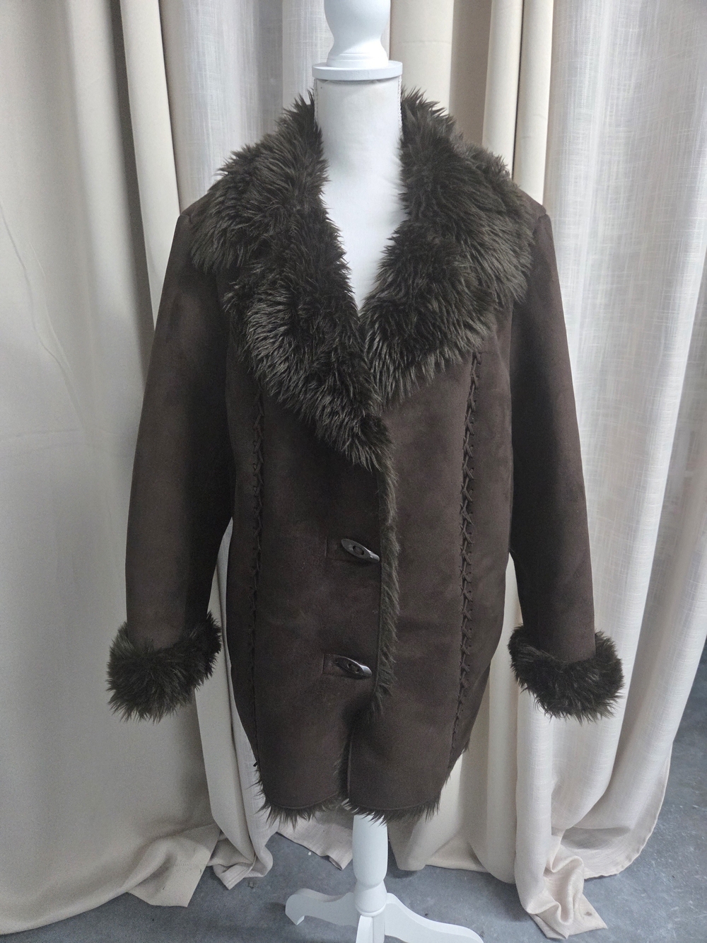 Braetan Brown Faux-Shearling Coat Penny Lane Indie Sleaze Y2k Whimsigoth Size 1X